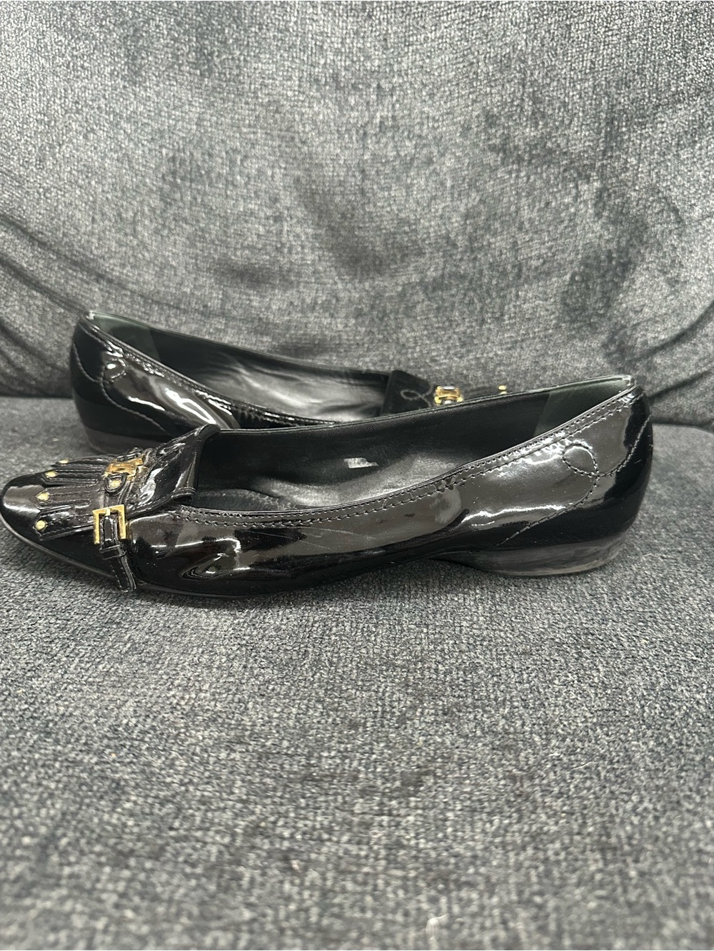 Louis Vuitton black leather patent ballet flats size 39 eu women’s 2006 archive